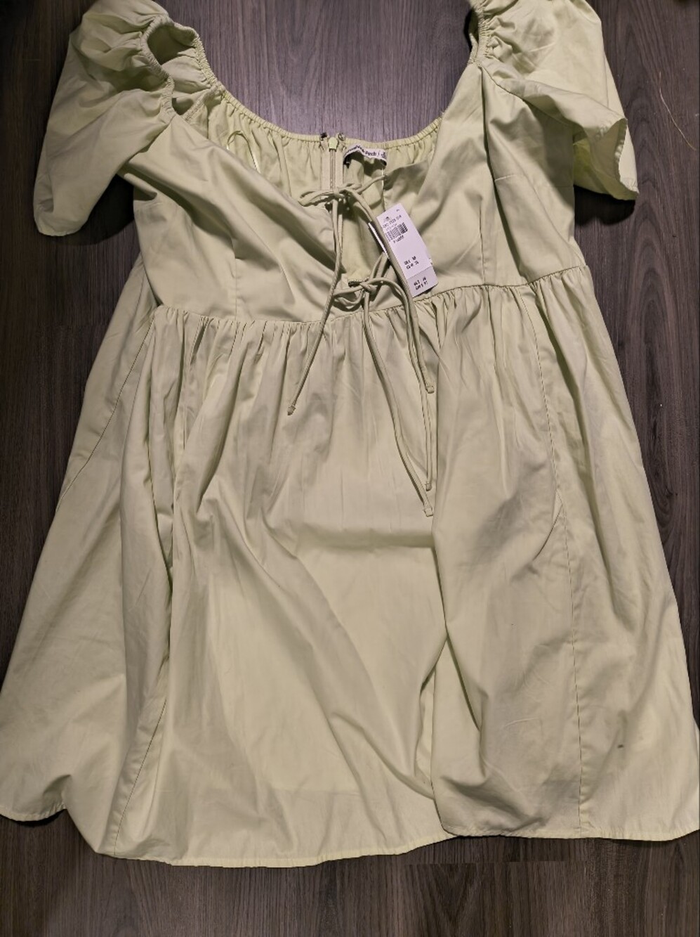 Abercrombie & Fitch Light Sage Puff-Sleeve Mini Dress